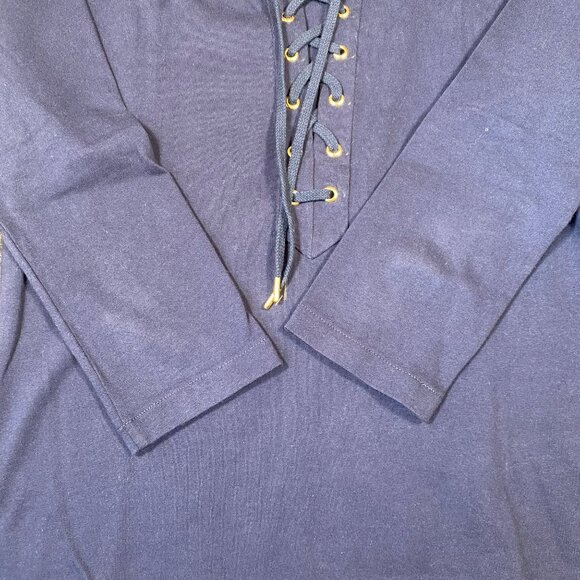 J.Crew Blue Cotton Lace-Up Front 3/4 Sleeve Top ,woomens size XS - Picture 3 of 8